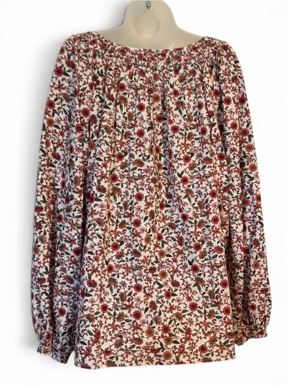 NWT Old Navy Cream Peasant Blouse with Rusty Floral Print PLUS: 2X #R - Picture 7 of 10